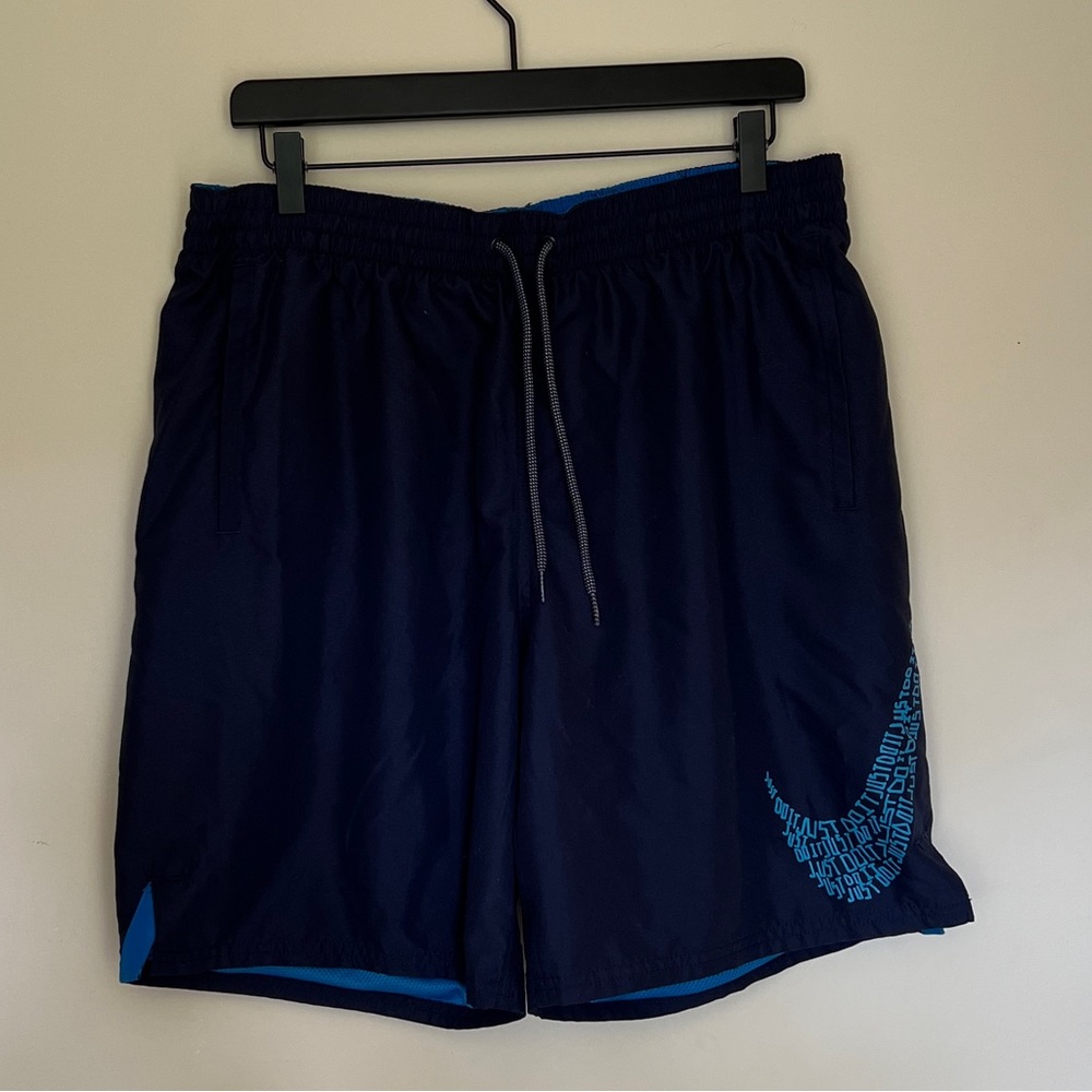 NEW Nike Swim Men's JDI Swoosh 9" Navy Volley Shorts Swim Trunks Size Large
